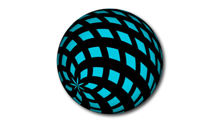 Geometric abstract line attached on a sphere. Geometric sphere globe isolate on white.の写真素材