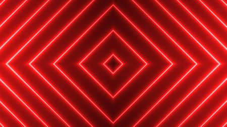 Red color glowing neon light geometric abstract background.の写真素材