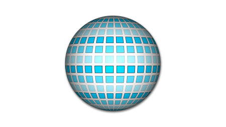 Geometric abstract line attached on a sphere. Geometric sphere globe isolate on white.の写真素材