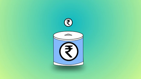 3d Rupee saving box isolated on gradient background.の写真素材