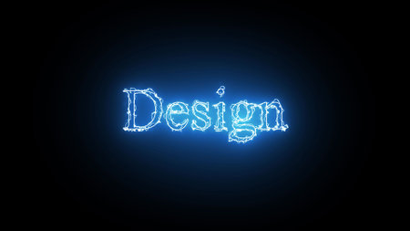 Abstract neon glowing blue color Design text icon on black background.の写真素材