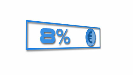 Euro coin icon against white background with percentage.の写真素材