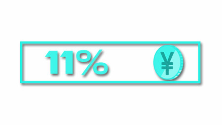 Dollar coin against white background with percentage.の写真素材