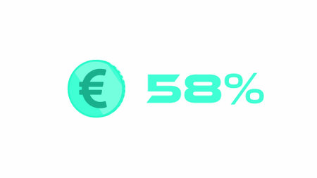 Euro coin icon against white background with percentage.の写真素材