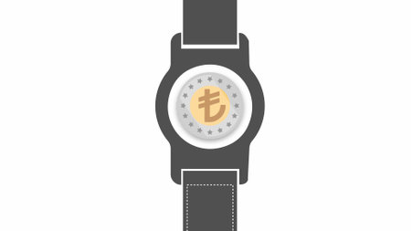 Animated currency coin on hand clock face. Coins and Dollar cent Sign isolated on white background. Flat design style. Business concept.の写真素材