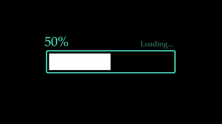 Progress loading bar icon on a black background.