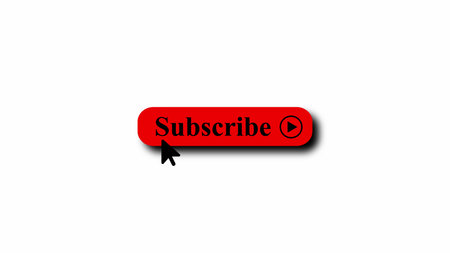 Arrow moving and pushing on Subscribe button on white background.