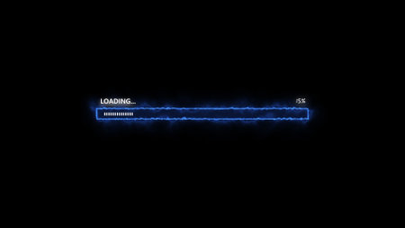Colorful loading bar icon on black abstract background.
