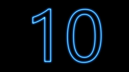 Glossy glowing Alphabet Letter of 10. black color illustration background.の写真素材