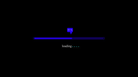 Digital technology neon abstract isolated blue color loading bar on black background