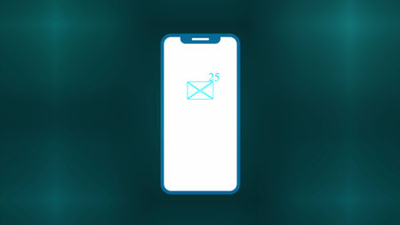 Smart phone with mail and notification letters illustration background . message icon on phone graphics.の写真素材