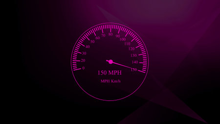 High-technology speedometer and moving pointer, racing speed counter illustration background.の写真素材