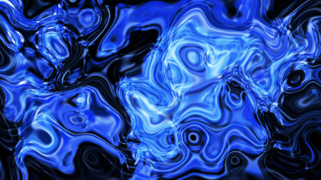 Spinning glossy colorful wave inky water marble liquid illustration backgroundの写真素材