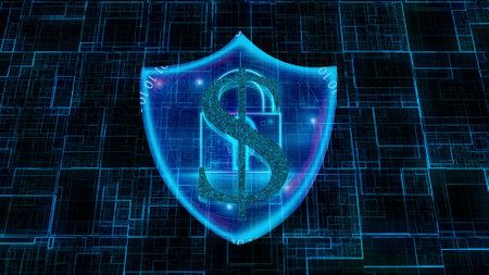 Digital technology cyber security system digital technology news presentation background.