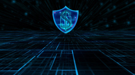 Digital technology cyber security system digital technology news presentation background.の写真素材