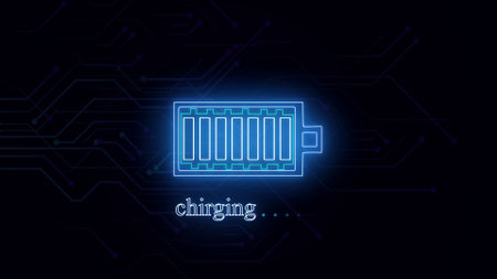 Electrical energy and power supply source concept, accumulator battery with chargingの写真素材