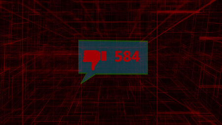Dislike icons on si-fi technology background for social media illustration background.