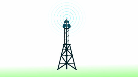 communication tower produce radio wave. harmful radio frequency for human. Mobile tower radio wave.の写真素材