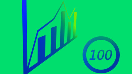 Abstract colorful business graph isolated background with green color background.