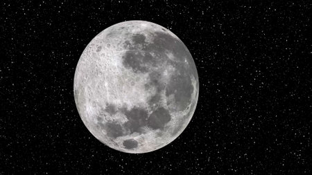 Sky with Moon and stars. Moon in the dark night background 3d