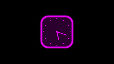 Square shape abstract 3d clock illustration on black background.