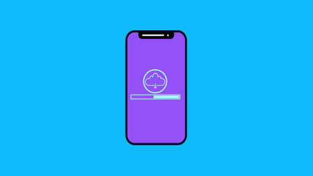 Black line smart phone with downloading cloud icon Report text file on cyan background.