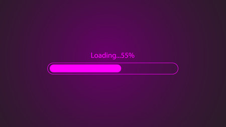 Abstract glowing pink color waiting loading bar illustration on pink color background.の写真素材