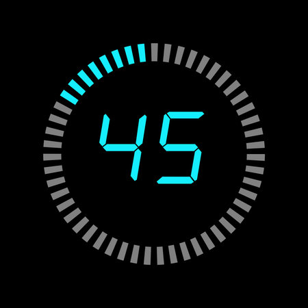 Digital Pi diagram countdown timer with 05 number outline style design illustration background.