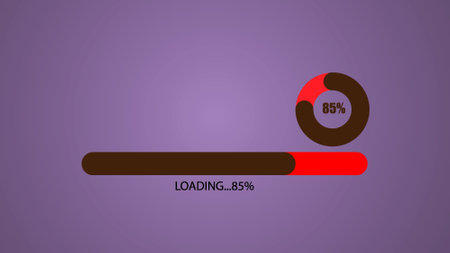 Abstract red color loading bar and circle loading bar on dark pink color background.
