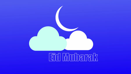 Eid mubarak celebrating graphic concept. Greetings Eid mubarak with cloud and moon.