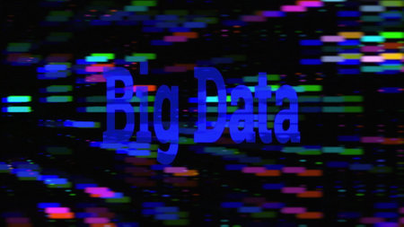 BIG DATA text concept on si-fi technology circuit line particles illustration background.