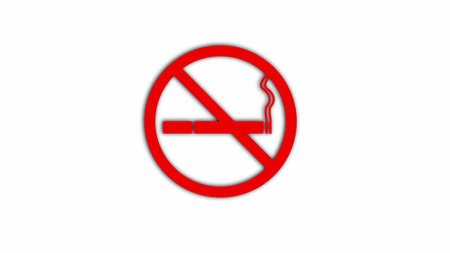 Forbidden sign icon of smoking. caution message of No smoking sign on white background.の写真素材