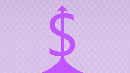 dollar sing with arrow concept on cyan color backgroundの写真素材