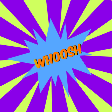 WHOOSH! comic bubble text Pop art style Radial lines background Explosion illustration
