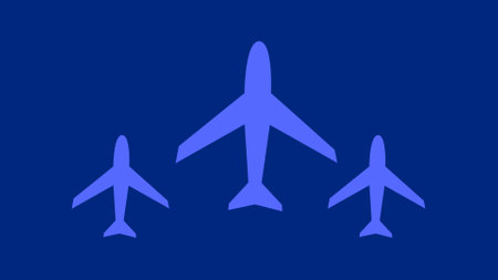 Abstract airplane icon on dark blue background.