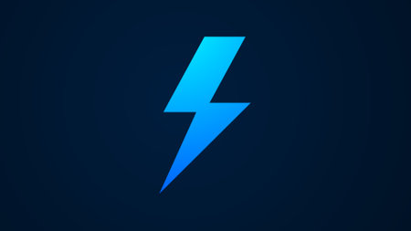 High-voltage electric power icon. cyan color power icon on dark background.の写真素材