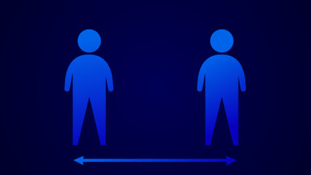 Social distancing caution message to prevent COVID 19. illustration background.