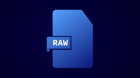 Abstract design logotype design text of RAW on dark blue color background.