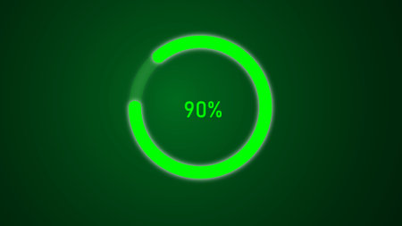 Green color glowing abstract loading circle with illustration green background.