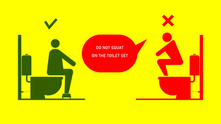illustration of man sitting in the toilet and talking with speech bubbleの写真素材