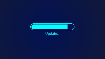 Digital technology neon abstract loading bar on blue background
