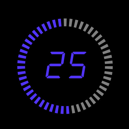 Digital Pi diagram countdown timer with 05 number outline style design illustration background.