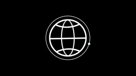 Self drawing line of world planet earth icon black abstract background.の写真素材
