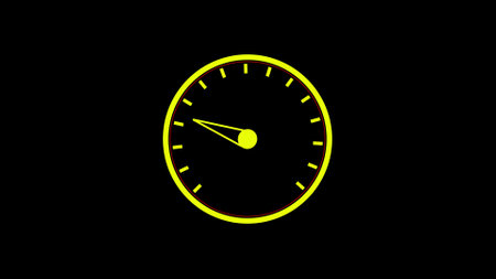 Colorful speedometer icon on a black abstract background.
