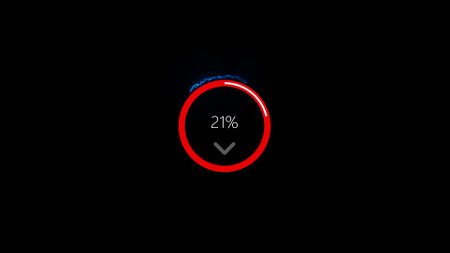 Loading bar counting icon on black abstract background.