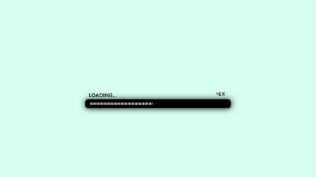 Progress loading bar icon on a cyan background.