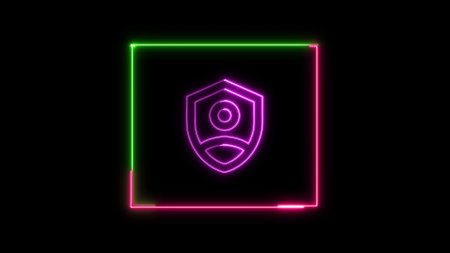 Colorful security guard icon black abstract background.の写真素材