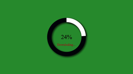 Loading bar counting icon on green background.