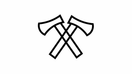Two wood-chopping icon on a white background.の写真素材
