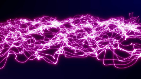 Abstract Waving Particle Technology Background Design. Abstract wave moving dots flow particles